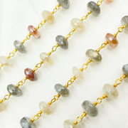Coated Multi Moonstone Gold Plated Wire Chain.